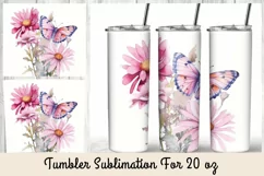 Pink Flowers 20 oz Skinny Tumbler Wrap Product Image 2