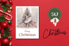 Pink Christmas Greeting Card, Ballerina Greeting Card Design Product Image 3