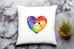 Rainbow Watercolor Heart Clipart Sublimation PNG Product Image 3