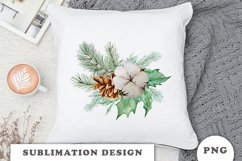 Watercolor Christmas bouquet sublimation Product Image 3