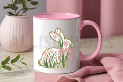 Easter Rabbit Bunny Flowers PNG Sublimation Product Image 3
