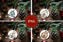 Watercolor Christmas House Ornaments, Winter House Ornament Product Image 3