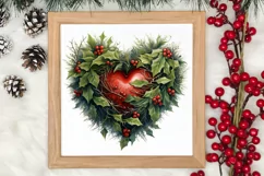 Christmas Hearts Watercolor Clipart, Christmas PNG Product Image 3