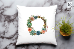 Rose Succulent Wreath Clipart Sublimation PNG Product Image 3
