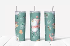 Christmas cute snowman Skinny tumbler wrap design Product Image 2