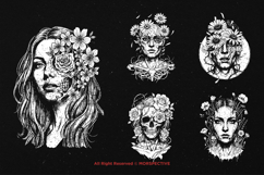 10 Bundle Dark Art Floral Life Girl Women with Rose Plant Product Image 5