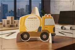 Cement Mixer 2026 Mini Desk Calendar Product Image 3