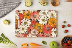 Retro Daisy Flowers Cutting Boards sublimation Design Product Image 3