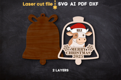 Christmas Tree Toy Cow SVG laser cut file for Glowforge Product Image 3
