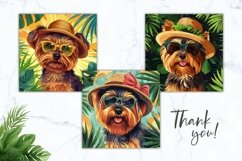 Summer Dog Square Coasters, Yorkshire Terrier Square Coaster Product Image 3