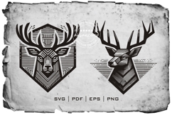 Deer Head Woodcut Engraving Vector Product Image 3