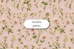 Watercolor Clover and Wildflower Seamless Pattern Product Image 1