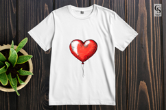 Hand-Drawn Glossy Red Heart Balloon Clipart Sublimation PNG Product Image 2