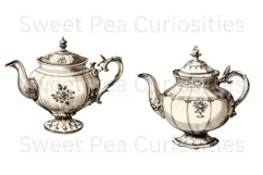 Teapot, Clipart, Ephemera, PNG, Junk journal, Shabby Chic Product Image 3