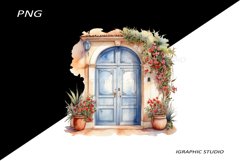 Watercolor Medirerranean Door Clipart Product Image 1