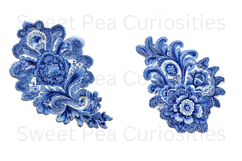 Blue Toile, Ephemera, PNG, Clipart, Junk Journal, flowers Product Image 3