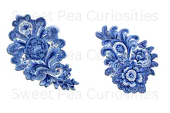Blue Toile, Ephemera, PNG, Clipart, Junk Journal, flowers Product Image 3