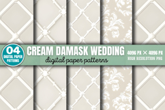 Cream Damask Wedding Digital Paper Background PNG Product Image 1