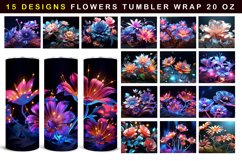 15 Designs Flowers Tumbler Wrap Bundle Product Image 1