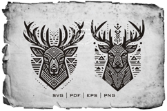 Deer Head Woodcut Engraving Vector Product Image 3