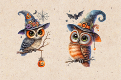 Watercolor Halloween Owls. PNG sublimation BUNDLE Product Image 5