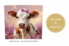 Summer Cow Tumbler Wrap Design, Pink Flowers Tumbler Design Product Image 3