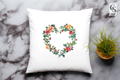 Watercolor Floral Heart Wreath Roses Clipart Sublimation PNG Product Image 3