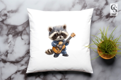 Cute Raccoon Playing Guitar in Jacket Clipart Sublimation Product Image 3