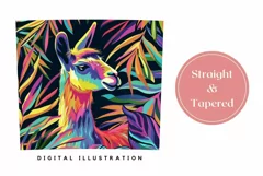 Cute Lama Tumbler Wrap Design, Tropical Leaves Sublimation Product Image 3