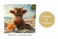 Summer Cow Tumbler Wrap Design, Summer Animals Sublimation Product Image 3