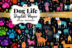 Dog Paw Digital Paper Seamless Scrapbook Paper Product Image 1