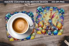 Bunny Coaster Sublimation, Easter Coaster PNG Design Product Image 1