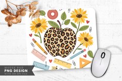 Whimsical Leopard Apple Sunflowers School Tools Mouse Pad Product Image 1
