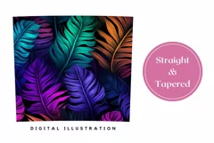 Neon Tropical Tumbler Sublimation Design, Floral Tumbler PNG Product Image 3