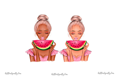 Summer Watermelon Girls Clipart Product Image 6