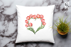 Tulip Heart Frame Clipart Sublimation PNG Product Image 3