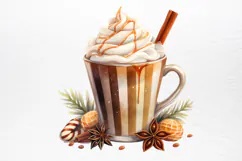 Christmas Hot Cocoa Watercolor Clipart PNG Product Image 3