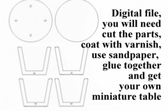 Miniature dollhouse table digital file. Modern 1:4 scale Product Image 3