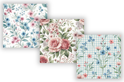 Grandmillennial Floral Seamless Digital Paper, Pink Blue Product Image 3