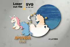 Unicorn Baby Name Sign SVG Laser cut file for Glowforge Product Image 3