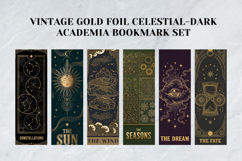 Vintage Gold Foil Celestial Bookmark Set,Antique Moon &amp; Star Product Image 3