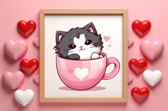 Sweet Cat Valentines Day Clipart, Valentines PNG Product Image 3