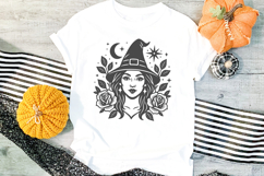 Gothic Witch with Moon, Stars and Roses Halloween SVG PNG Product Image 2