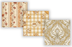 Caramel Cream Toile Digital Paper Pack, Vintage Floral Toile Product Image 10