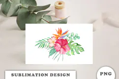 Watercolor Tropical Flowers Bouquet png Product Image 3