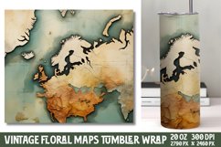Vintage Floral Maps Tumbler Wrap Product Image 1