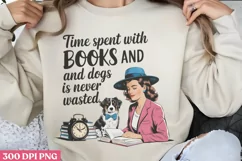 Time Spent With Books PNG, Funny Retro Girl sublimation PN Product Image 1