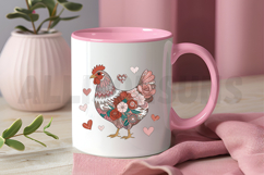 Floral Chicken Valentine Sublimation PNG Product Image 3