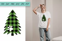 Christmas Tree Buffalo Plaid Svg, Dog paw print Product Image 2