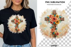 Floral Cross PNG | Rustic Brushstroke Christian Cross Product Image 3